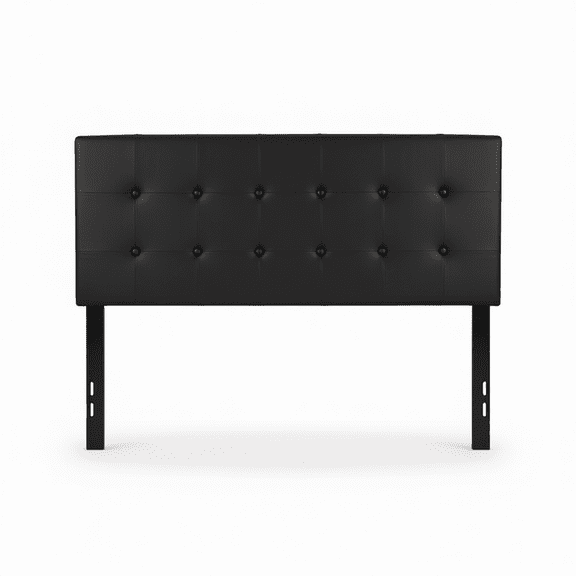 Black Full Size Button Tufted Upholstered Headboard with Adjustable Height