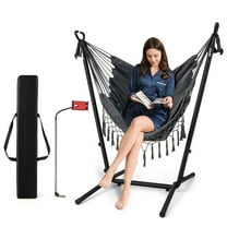 Gymax Hammock Chair with Stand Phone Holder Adjustable Swing Indoor & Outdoor Use