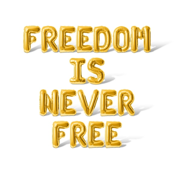 Letter Balloons - FREEDOM IS NEVER FREE 16" Inch Alphabet Letters Foil Mylar Balloon 4th of July Party Banner (Gold)