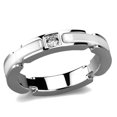 thumbnail image 1 of Alamode 3W963-7 Femmes Haute Poli Bague en Acier Inoxydable avec Céramique en Blanc - Taille 7, 1 of 1