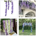 thumbnail image 4 of 6 Pack 3.75 Feet/Piece Artificial Fake Wisteria Vine Ratta Hanging Garland Silk Flowers String Home Party Wedding Decor (6PCS-Large White Wisteria), 4 of 5
