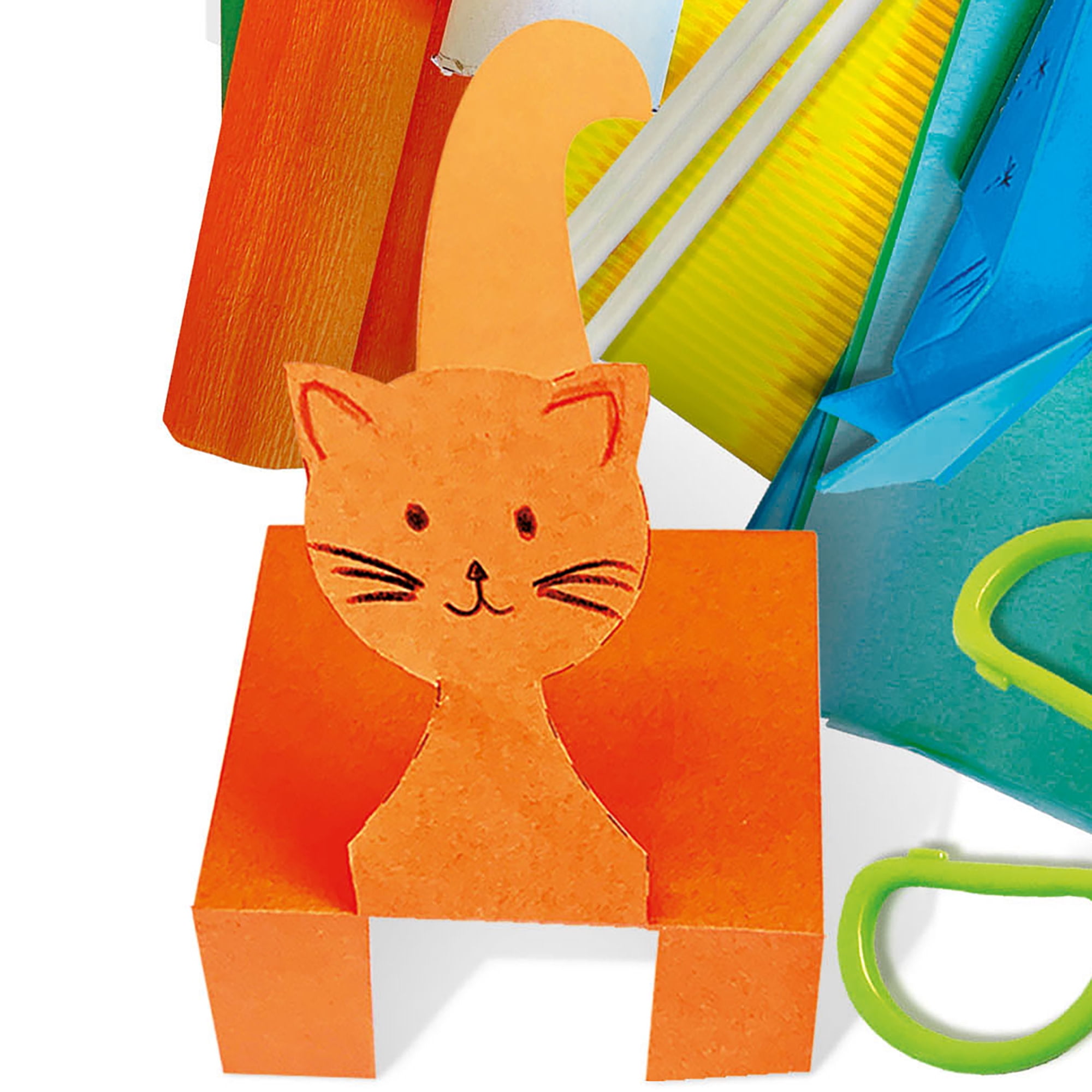 Headu: Glue-Free Creations - DIY Craft Kit, Transform Paper Into Artwork Creations, Cut-Fold-Insert, 6 Color Pencils, 8 Craft-Art Activities, Kids 5+