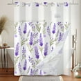 thumbnail image 4 of MIZHONA Purple Shower Curtain with Snap in Liner,Lavender Floral No Hook Waterproof Bath Curtain,71"× 83", 4 of 6