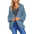 thumbnail image 1 of QWZNDZGR Womens Open Front Long Sleeve Chunky Knit Cardigan Sweaters Loose Outwear Coat, 1 of 4