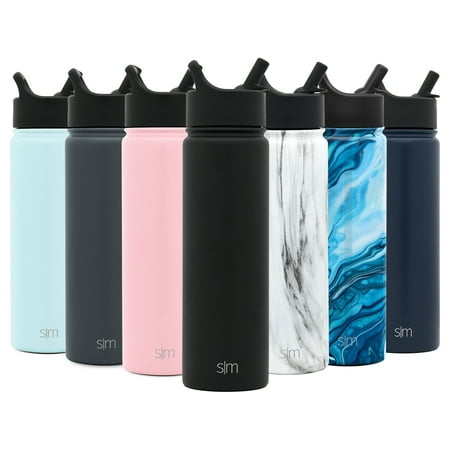 

Simple Modern Summit 22 oz Midnight Black Insulated Stainless Steel Water Bottle with Straw and Wide Mouth Lid