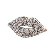 PAPER & QUARTZ Diamond Kiss Lips Women Girls Fashion Brooch Lapel Pin 0.9"