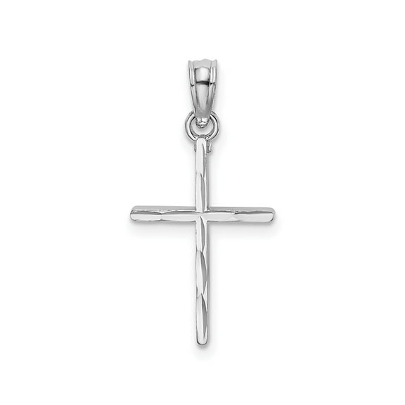 10K White Gold Solid Polished Cross Pendant, 16.25 mm