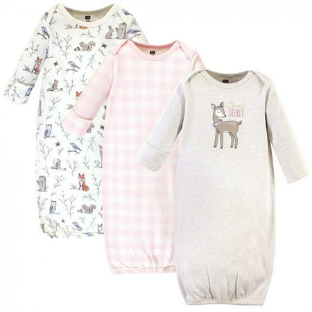 UPC: 0660168549287 | Hudson Baby Infant Girl Cotton Long-Sleeve Gowns 3pk  Enchanted Forest  0-6 Months