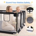 thumbnail image 3 of Baby Playpen, HDJ 71 inch Extra Large Baby Playard with Basketball Hoop, Toddlers Play Yard Fence for Indoors Outdoors, Black, 3 of 10