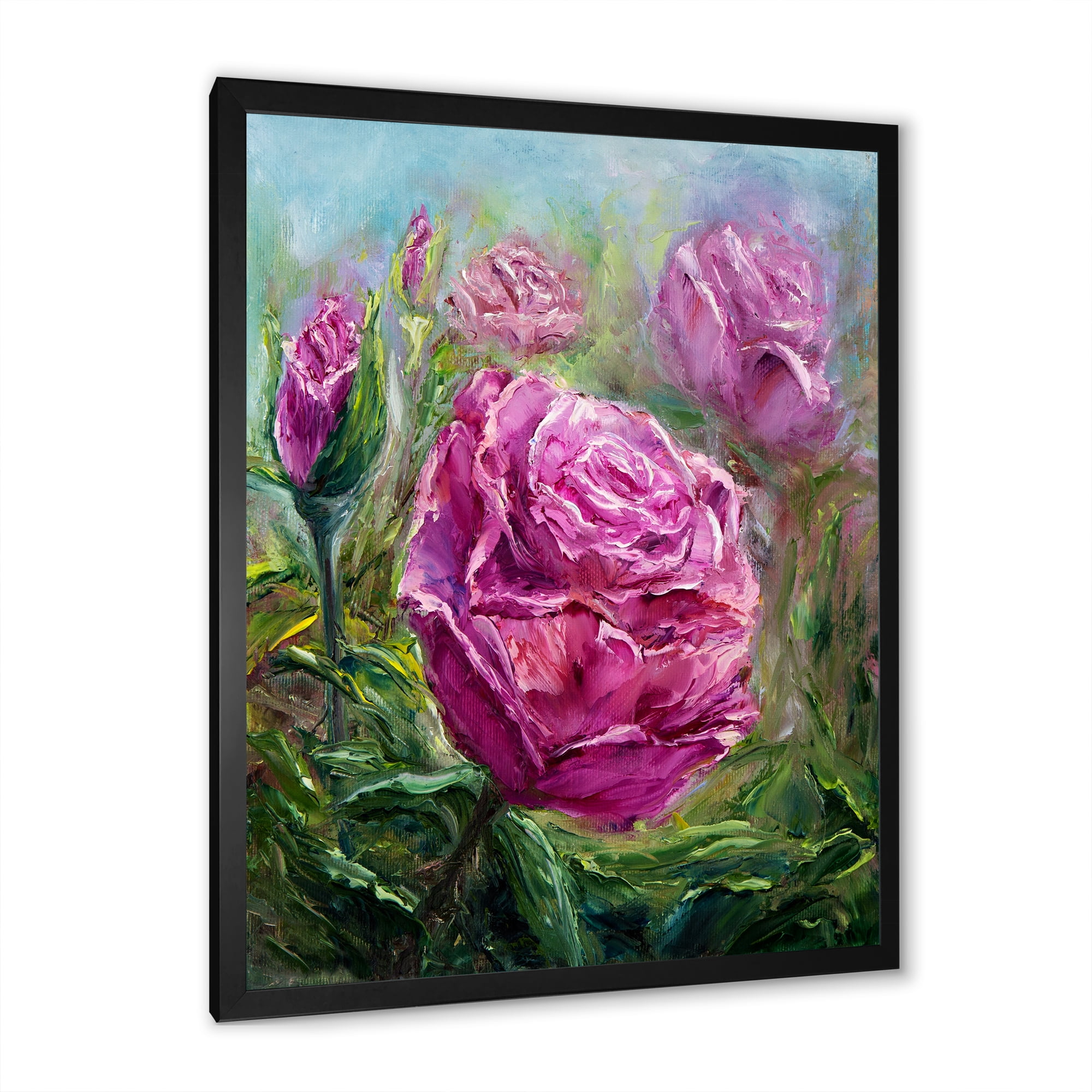 Designart 'Abstract Pink Peonies' Traditional Framed Art Print
