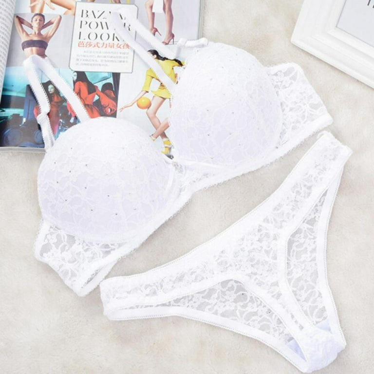 Cheap New Hollow Women Underwear Sexy Lace Embroidery Bra Set Fashion Cross  Push Up Brassiere Lingerie Female Bras and Panties Set