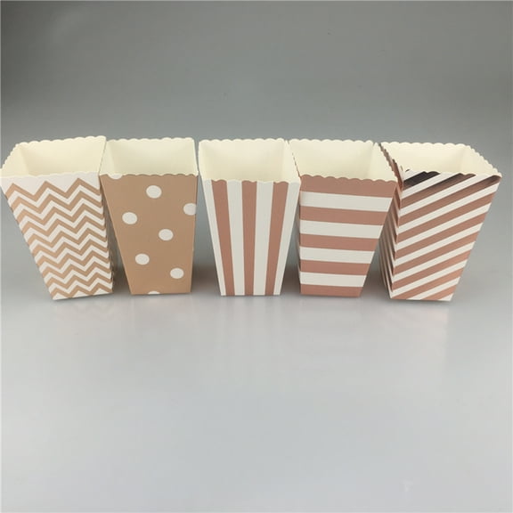 Popcorn Paper Boxes Scalloped Favor Box for Party Made of Cardboard Multi Color 12pcs