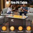 thumbnail image 5 of Toject 10 Pieces Outdoor Paito Furniture Set, Outdoor Conversation Sets with Swivel Chairs and Fire Pit Wicker Outside Furniture for Graden Balcony (Dark Gray), 5 of 8