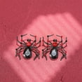 thumbnail image 4 of Red Crystal Spider Stud Earrings Gothic Dark Style Rhinestone Animal Statement Dangle Drop Holiday Earring for Women Exaggerated Scary Retro Halloween Party Prom Cosplay Accessory Jewelry for Friend, 4 of 6