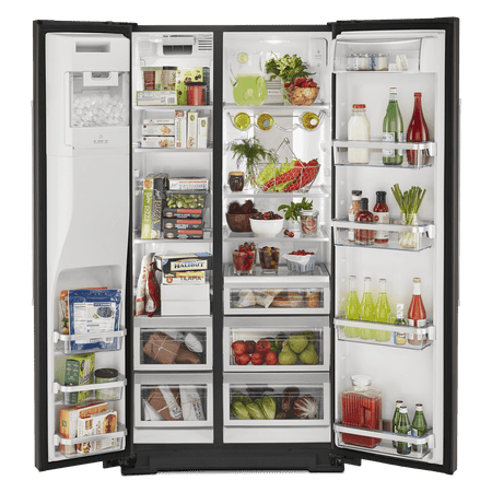 KitchenAid - 22.6 Cu. Ft. Side-by-Side Counter-Depth Refrigerator - Black Stainless Steel