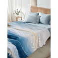 thumbnail image 4 of Blue Yellow California King Size Flat Sheet, Wrinkleproof & Fadeproof Cooling Flat Bed Sheet Only, Modern Ombre Abstract Oil Painting Breathable Soft Bedding Top Sheets 108 x 98 Inches, 4 of 8