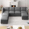 thumbnail image 7 of BALUS U shaped Sofa with Movable Storage Ottomans, 7-Seats Modular Sectional Sofa for Living Room, Dark Grey, 7 of 7