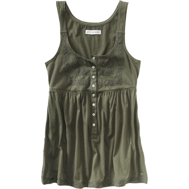 Aeropostale Womens Lace Baby Doll Cami Tank Top, Verde, Small