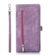 thumbnail image 2 of For Iphone 14 Zipper Card Slot Buckle Wallet Leather Phone Case (Purple), iPhone 12 Pro Max, 2 of 6