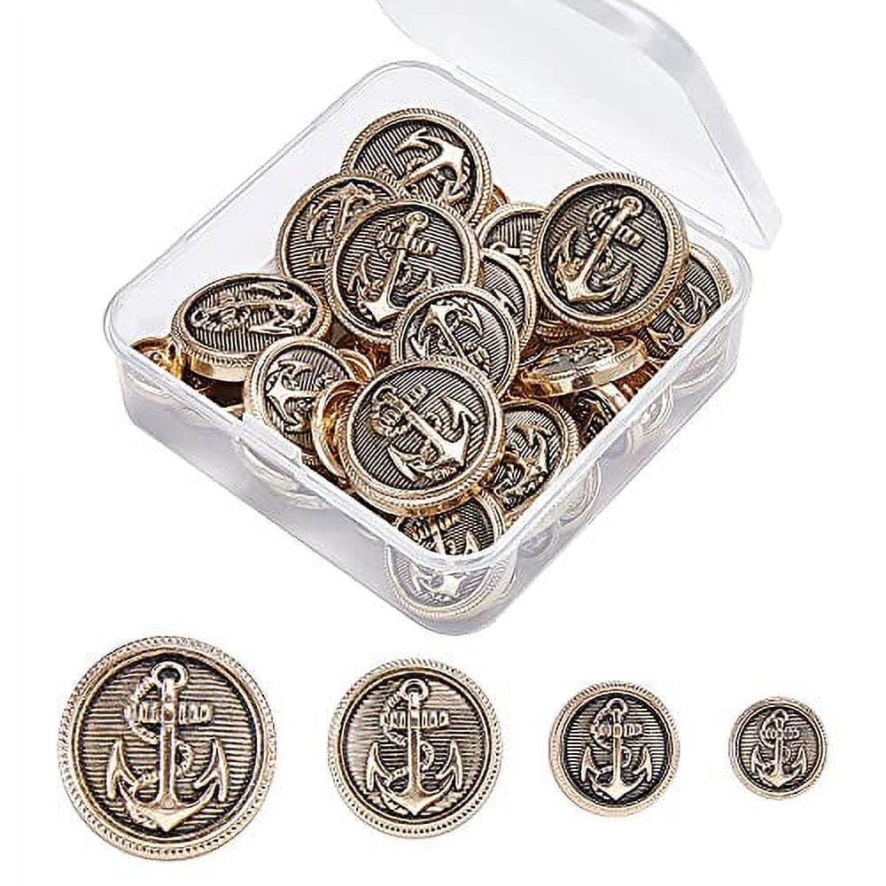 Bezelry Two-Headed Eagle Buttons - Gray Silver Metal Shank Set, 6 Pieces 23mm & 8 Pieces 18mm, For Blazers & Crafts