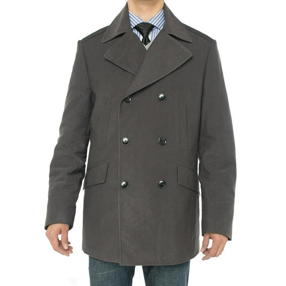 Mens Charcoal Gray Coat Luciano Natazzi Double Breasted