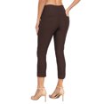 thumbnail image 4 of HDE Pull On Capri Pants For Women with Pockets Elastic Waist Cropped Pants Dark Brown - M, 4 of 7