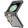 thumbnail image 6 of for Galaxy Z Flip 5 Stand Case with Metal Ring Holder, Soft Crystal Black Case for Samsung Galaxy Z Flip 5 Hinge Protection, Man and Woman Clear Case for Samsung Z Flip 5 Airbag Corners (Black), 6 of 11