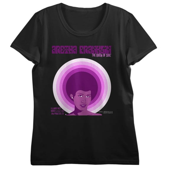 Aretha Franklin Queen of Soul Women's Black Short Sleeve Tee-Medium