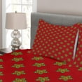 thumbnail image 3 of Ambesonne Burgundy Quilted Bedspread Set 3 Pcs, Flowers with Rounds, Queen Size, Brown and Turquoise, 3 of 4
