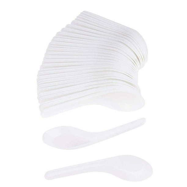 100Pack Asian Soup Spoons Disposable Plastic Chinese Soup Spoons