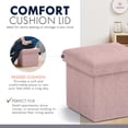 thumbnail image 6 of Ornavo Home 2 Pack Small Storage Ottoman Foldable Collapsible Cube Square Linen Ottoman Foot Rest Stool Seat, for Living Room, Bedroom, Home Office, Dorm - 12 x 12 x 12, Blush Pink, 6 of 7
