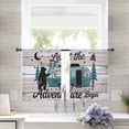 thumbnail image 3 of Vintage Teal Black Sheer Curtains 45 Inch Length 2 Panels Set, Semi Transparent Voile Rod Pocket Curtains for Living Dining Room Bedroom Drapes Grey Plaid Animals Retro Tree, 3 of 8