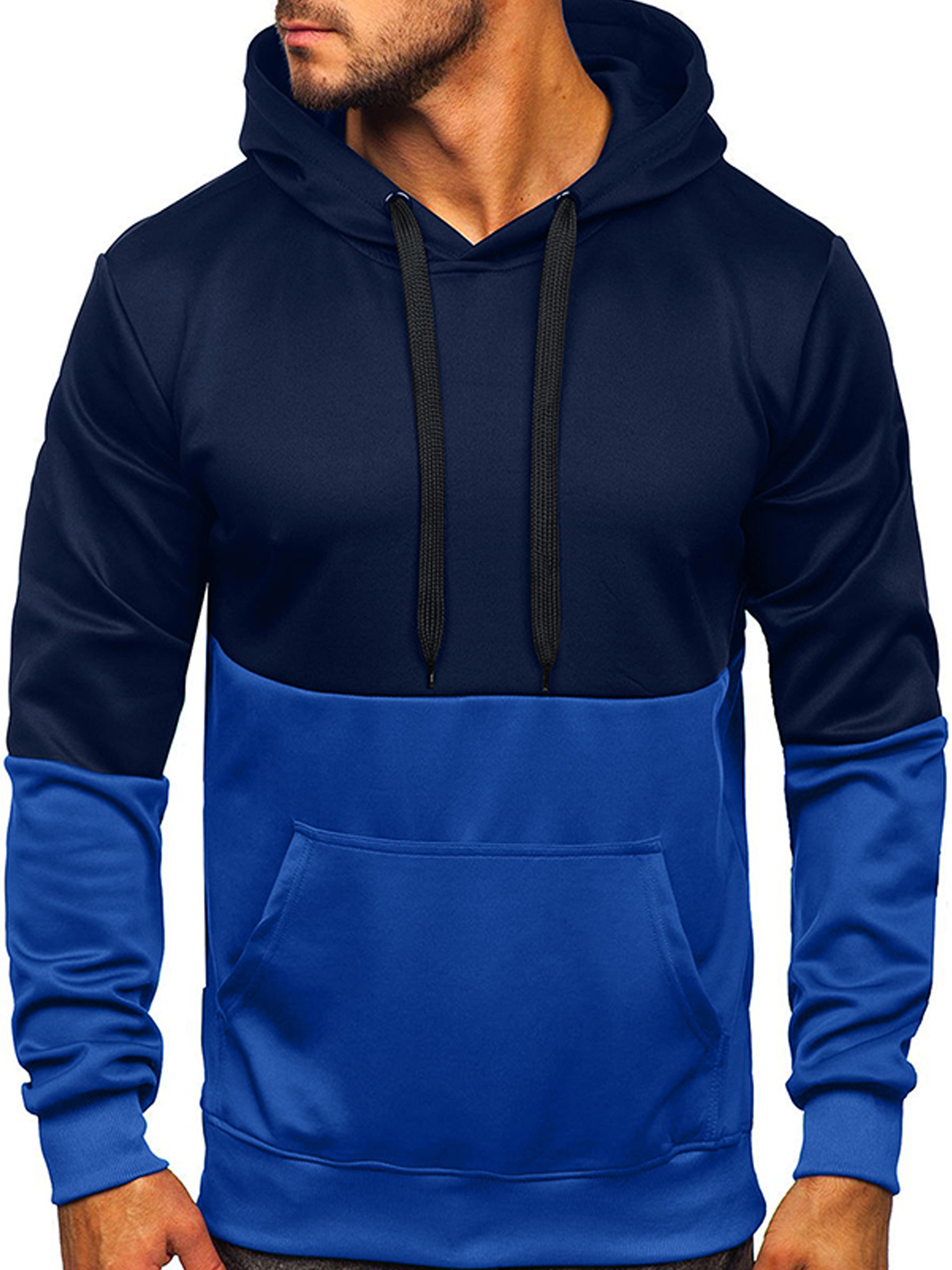 UKAP Mens Casual Long Sleeve Hood Sweatshirt with Pocket Contrast Color