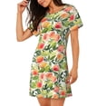 thumbnail image 2 of Honeii Fruits Peach1 Print Women's Loose Short Sleeve Nightgown, Soft Cotton Sleepwear, Comfy Loose Fit Pajama Dress for Sleep and Lounge, 2 of 6