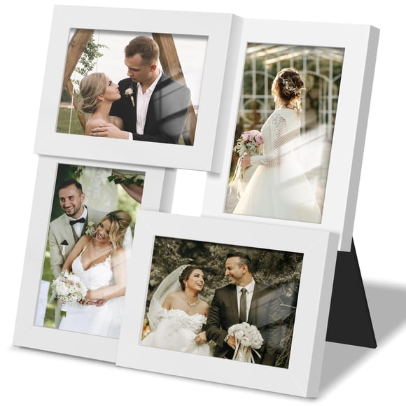 Marco de fotos para collage DUENPY de vidrio templado de 4 x 6 pulgadas, color blanco