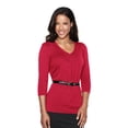 thumbnail image 1 of Tri-Mountain Lilac Bloom Evelyn LB927 Cotton V Neck Knit Sweater, Large, Red, 1 of 2