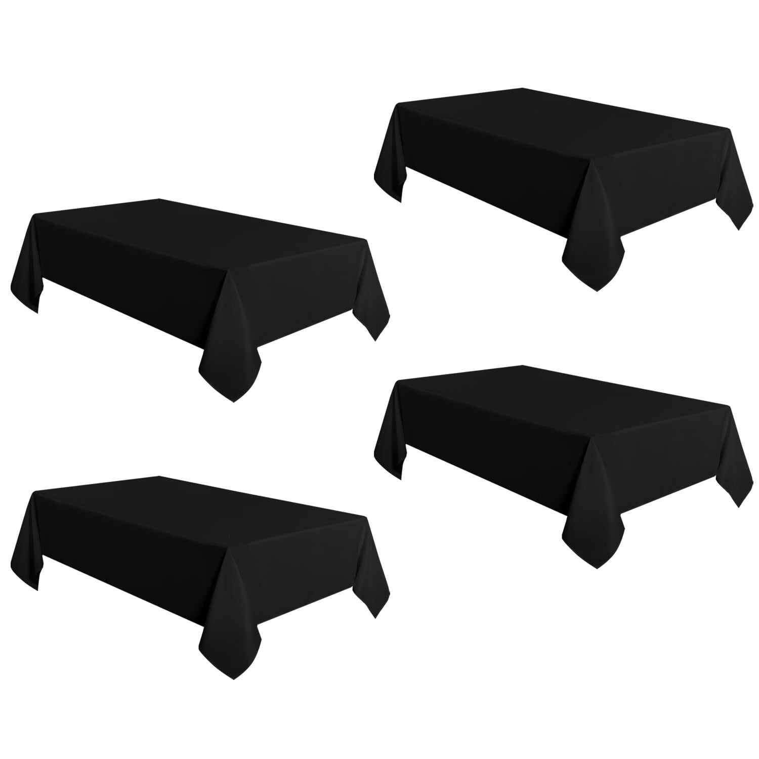 LUSHVIDA 4 Pack Black Tablecloths 60 inch x 120 inch Rectangle Table