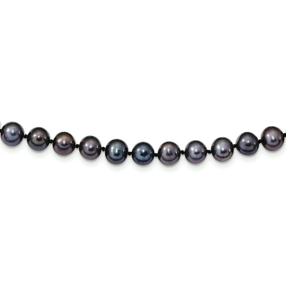 Primal Silver Sterling Silver Rhodium-plated 7-8mm Black Freshwater Cultured Pearl Necklace