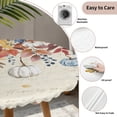 thumbnail image 3 of Orange Blue Leaves Fall Round Tablecloth for 45-54 Inch Tables,Fitted Table Cover with Elastic Edge,Thanksgiving Small Pumpkins Weeping Waterproof Outdoor Table Cloth Protector for Patio Dinner, 3 of 9