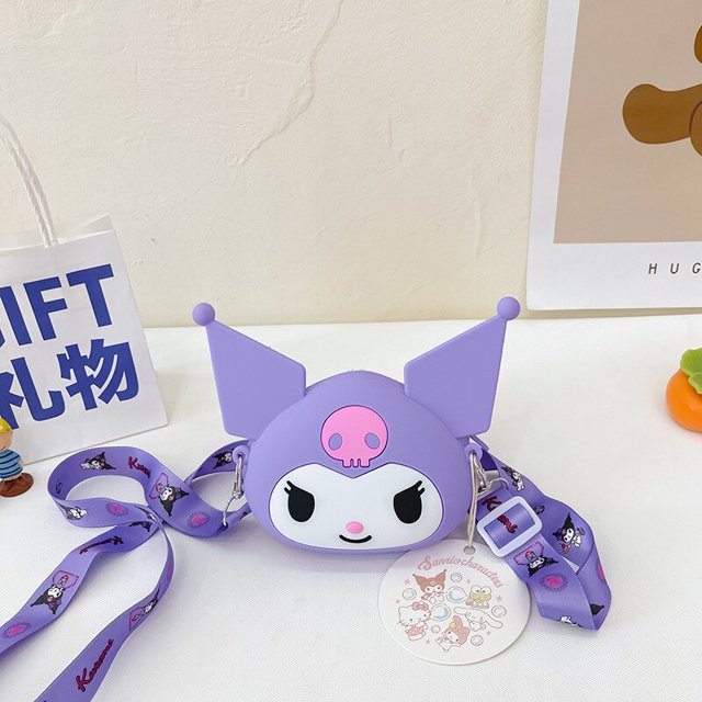 Sanrio-llaveros de Hello Kitty Kuromi KT Cinnamoroll My Melody, bolso de mano, caja de protección de silicona, bolso colgante Fivean unisex
