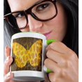 thumbnail image 2 of 3drose, Yellow and Orange Giraffe Print Butterfly - Nature Art, 15oz Two-tone Green Mug, 2 of 6