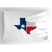 Lunarable Texas Pillow Sham, YPF5Distressed State Outlines Fort Worth Austin Borders Flag Design The Lone Star, Decorative Standard King Size Printed Pillowcase, 36" X 20", Grey Blue