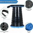 thumbnail image 3 of Collapsible Stool, Folding Chair - Upgraded Portable Chair with Load Capacity 400lbs, Portable Stool for Camping Fishing Hiking - Folding Stool with Carrying Straps,Gifts for Fisherman (Blue), 3 of 8