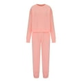thumbnail image 7 of Valora Women Fashion Outfit Women's Trousers Suit 2 Piece Set for Casual Wear Long Sleeve Pullover Sweatshirt and Matching Sweatpants with Solid Modern Athleisure Style Pink S, 7 of 7