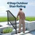 thumbnail image 6 of SPECSTAR 2-Pack Hand Rails for Outdoor Steps, 4 Step Galvanized Steel Railing Kit, Curved Ends and Safty Balusters Exterior Hand Railing, 6 of 8