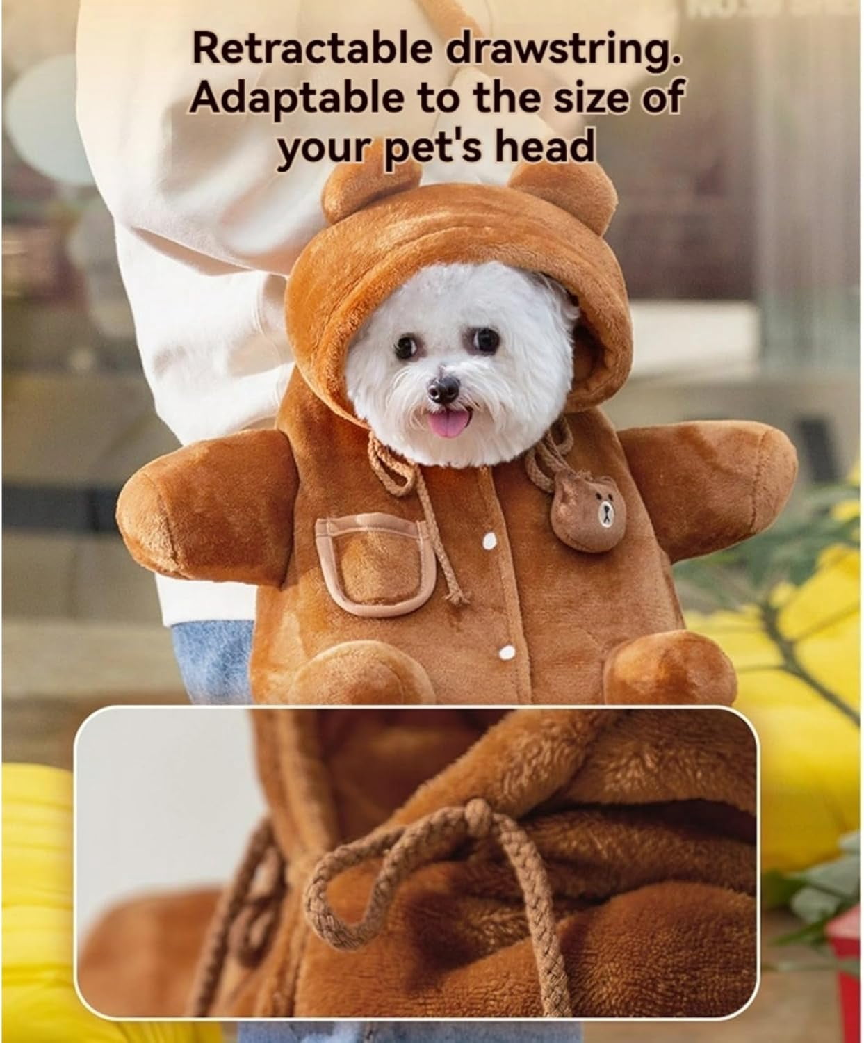 Cat Puppy Plush Outing Backpack, Teddy Bear Design Pet Carrier with Anti-Escape Feature, Warm and Breathable Foldable Backpack for Small Dogs and Cats