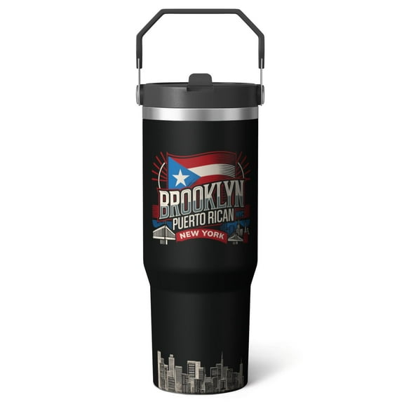 1pc National flag 30oz Tumbler with Straw & Handle - Insulated Stainless Steel Cup | Holiday Gift for Man Women (Christmas, Valentine's, Birthday)