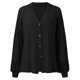 thumbnail image 2 of Gibobby Sueter para mujer Suéter de punto a rayas arcoíris para mujer chaqueta delgada abrigo casual suelto(Negro,XG), 2 of 5