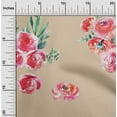 thumbnail image 1 of oneOone Polyester Lycra Fabric Leaves & Peach Floral Watercolor Print Fabric BTY 56 Inch Wide, 1 of 4