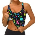 thumbnail image 3 of Fotbe Geometric 1980s Styled Sujetador Deportivo Largo sin Aros para Mujer con Almohadillas y Soporte Medio, Transpirable y Absorbente, Camiseta Tipo Chaleco o Tank Top-X-Large, 3 of 8